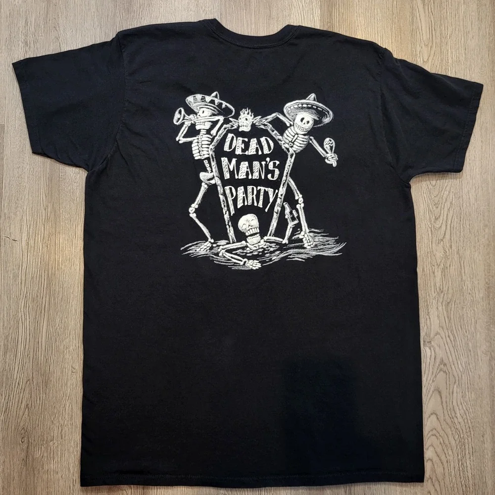Hanes Men's Shirt Black Tender Lump lings DMP Skull, Skeleton At Back Sz XL - Picture 7 of 8